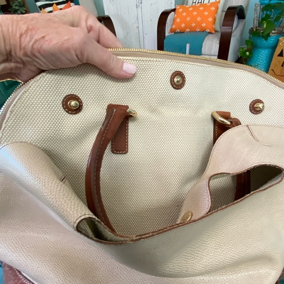 FURLA Leather Tote Cream/Luggage Brown Leather - Picture 3 of 9